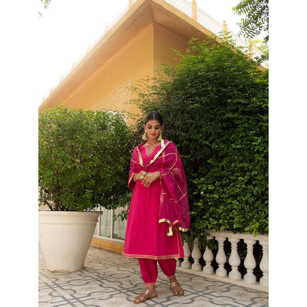 Maison Shefali Sindoori Gota Work Kurta with Salwar and Dupatta (Set of 3)