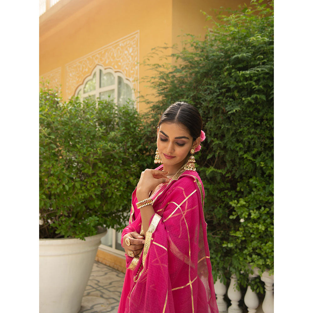 Maison Shefali Sindoori Gota Work Kurta with Salwar and Dupatta (Set of 3)