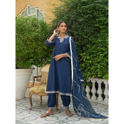 Maison Shefali Neela Gota Work Kurta with Salwar and Dupatta (Set of 3)