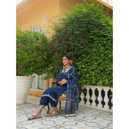 Maison Shefali Neela Gota Work Kurta with Salwar and Dupatta (Set of 3)