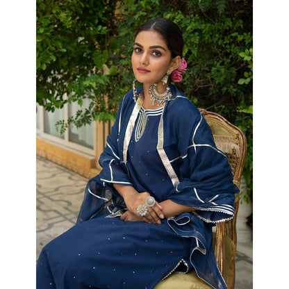 Maison Shefali Neela Gota Work Kurta with Salwar and Dupatta (Set of 3)