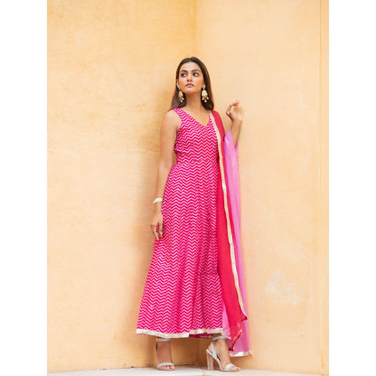 Maison Shefali Gulaal Kalidaar Anarkali Kurta with Dupatta (Set of 2)