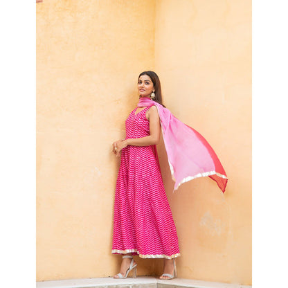 Maison Shefali Gulaal Kalidaar Anarkali Kurta with Dupatta (Set of 2)