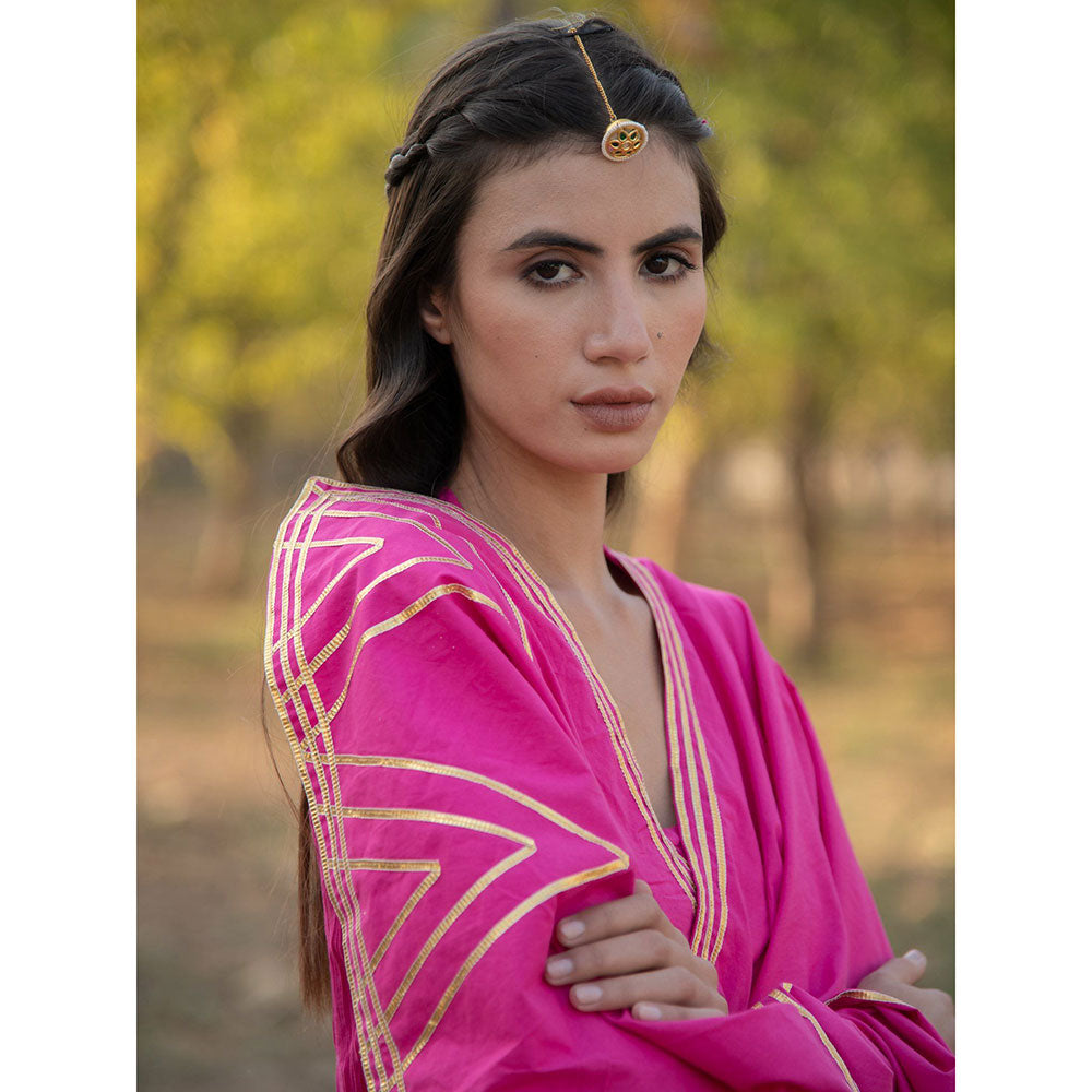 Maison Shefali Gulabo Gota Work Kurta with Farshi and Dupatta (Set of 3)