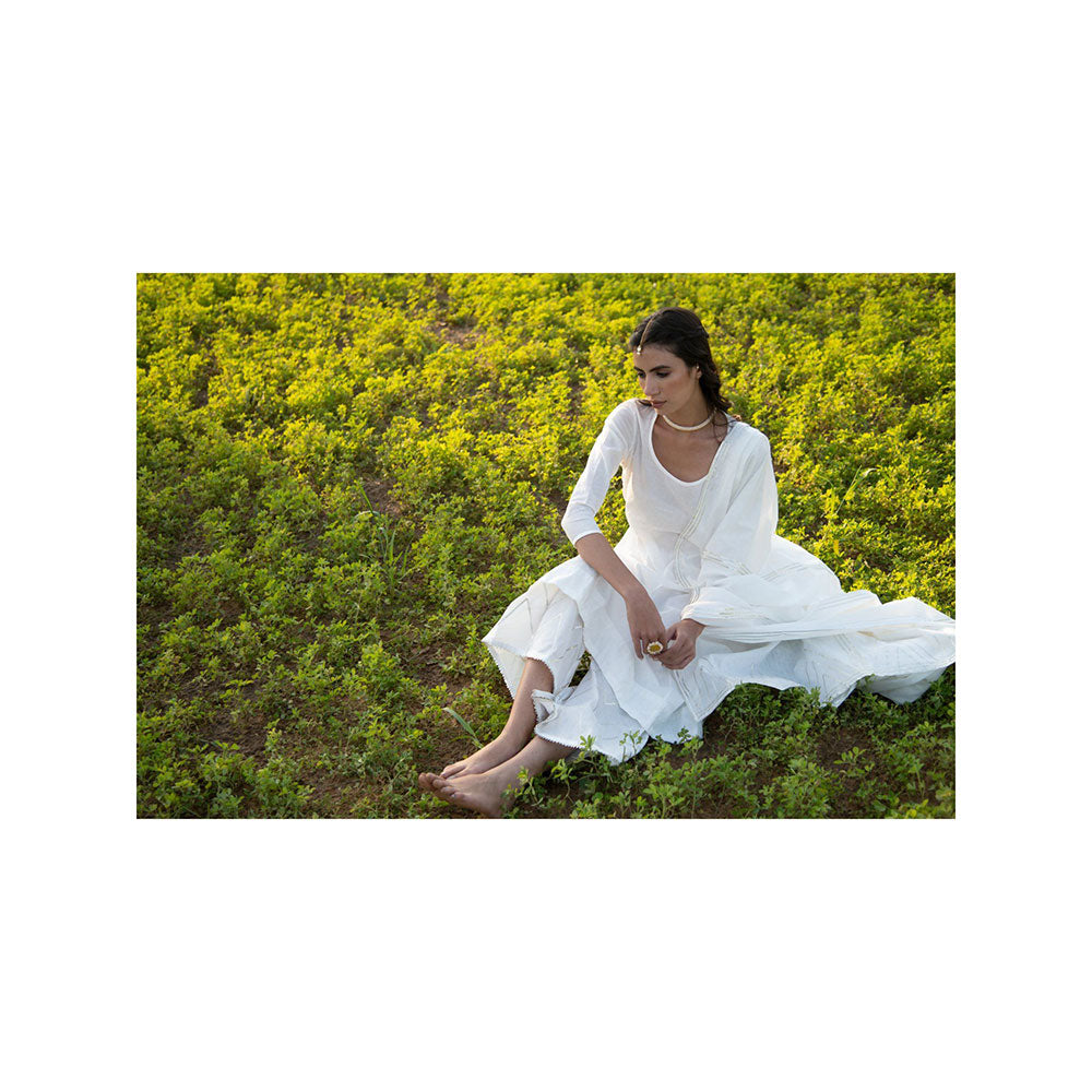 Maison Shefali Noor Gota Work Kurta with Farshi and Dupatta (Set of 3)