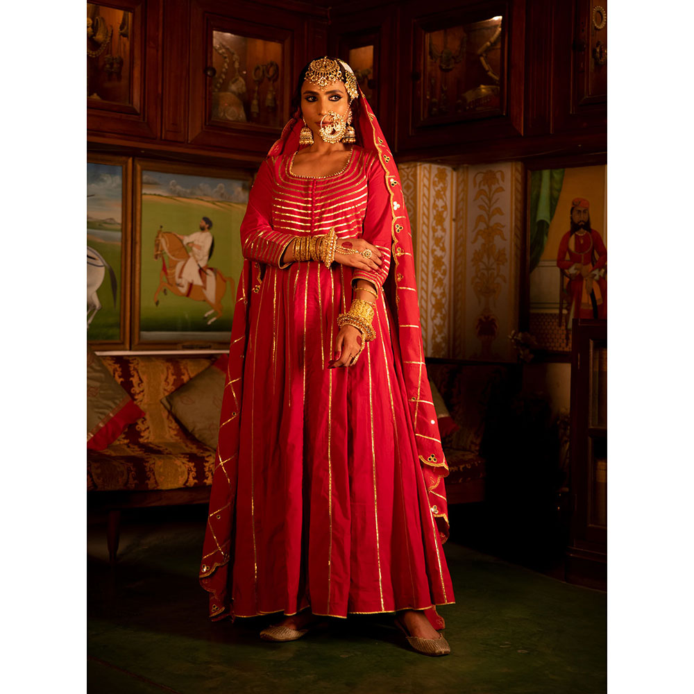 Maison Shefali Falak Gulaab Cotton Kalidaar Farshi Anarkali (Set of 3)