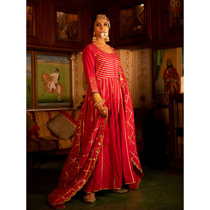 Maison Shefali Falak Gulaab Cotton Kalidaar Farshi Anarkali (Set of 3)