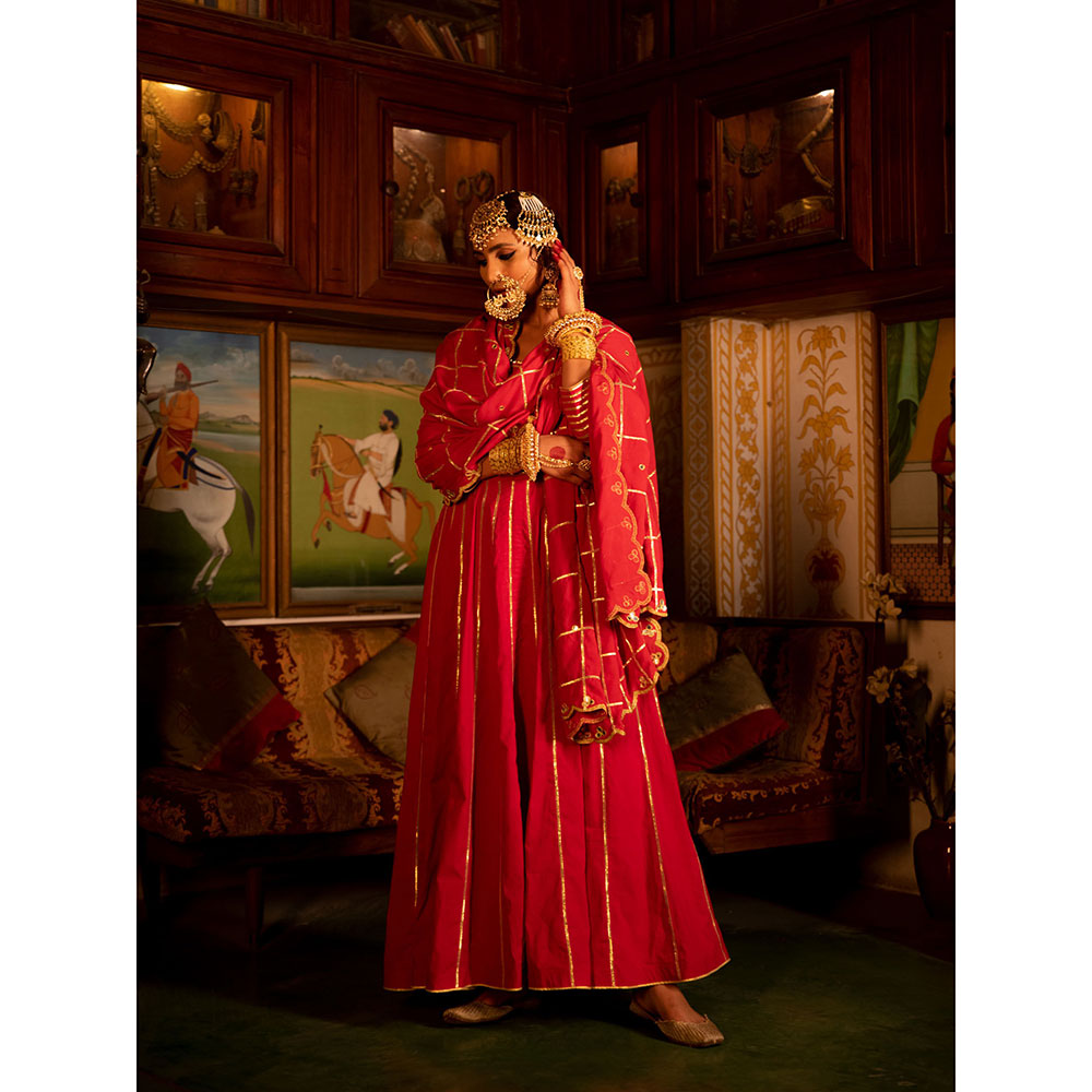 Maison Shefali Falak Gulaab Cotton Kalidaar Farshi Anarkali (Set of 3)