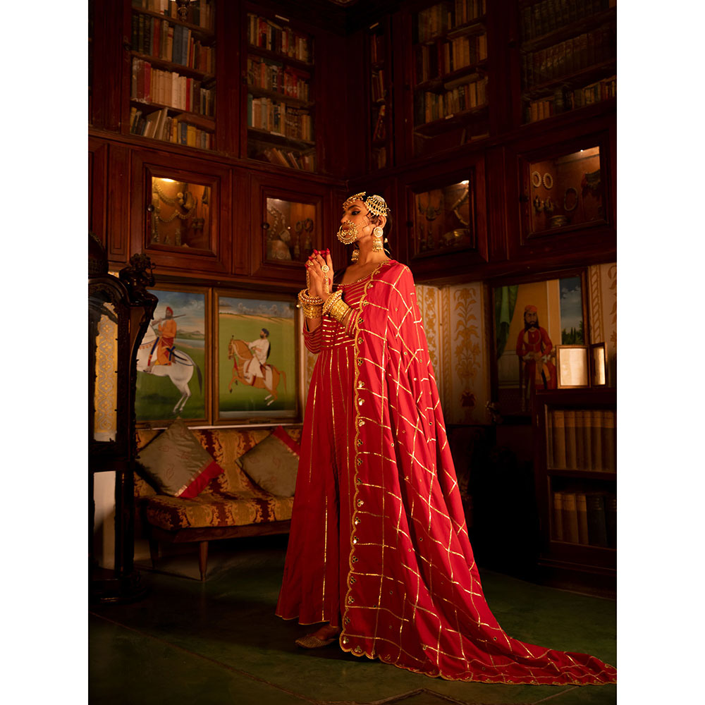 Maison Shefali Falak Gulaab Cotton Kalidaar Farshi Anarkali (Set of 3)