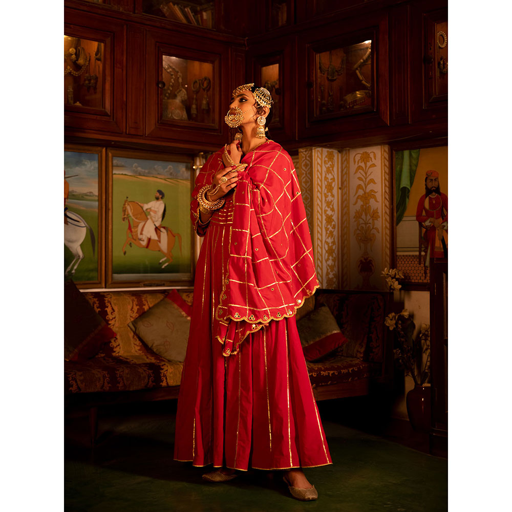 Maison Shefali Falak Gulaab Cotton Kalidaar Farshi Anarkali (Set of 3)