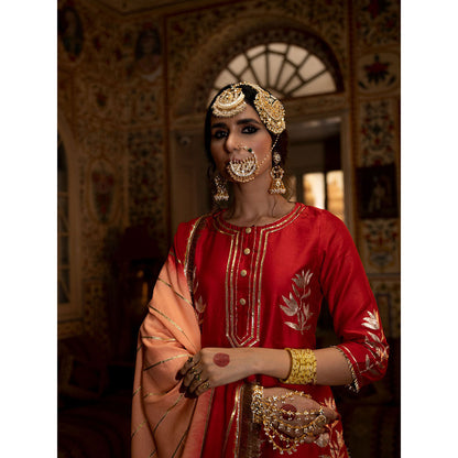 Maison Shefali Ulfat Gulaal Chanderi Silk Kurta Salwar (Set of 3)