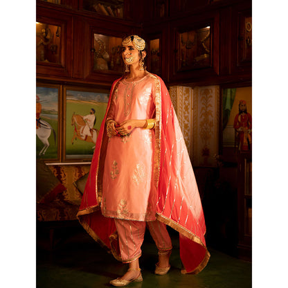 Maison Shefali Ulfat Gulaabi Chanderi Silk Kurta Salwar (Set of 3)