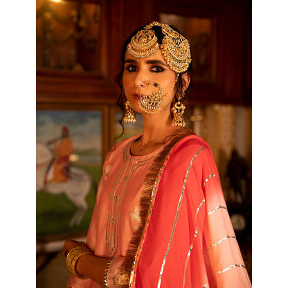 Maison Shefali Ulfat Gulaabi Chanderi Silk Kurta Salwar (Set of 3)