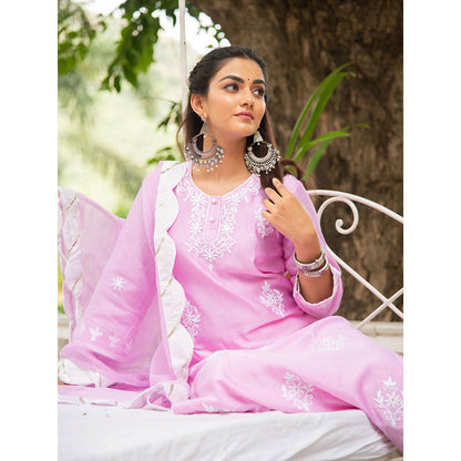 Maison Shefali Noor Gulaab Kasida Mirror and Thread Work Kurta (Set of 3)