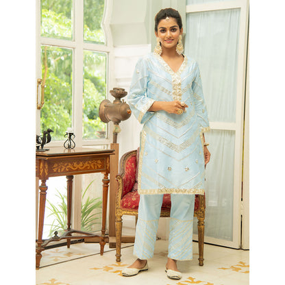 Maison Shefali Noor Amber Gota Kurta (Set of 3)