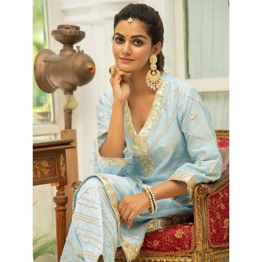 Maison Shefali Noor Amber Gota Kurta (Set of 3)