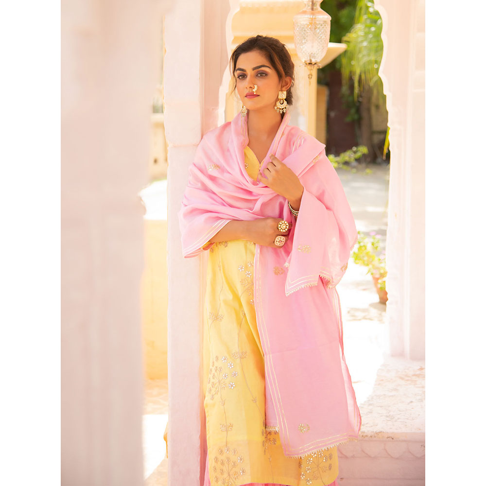 Maison Shefali Noor Haldi Gulaab Sharara (Set of 3)