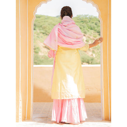 Maison Shefali Noor Haldi Gulaab Sharara (Set of 3)