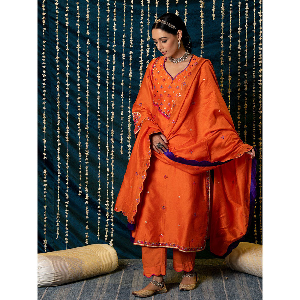 Maison Shefali Hunar Narangi Kurta (Set of 3)