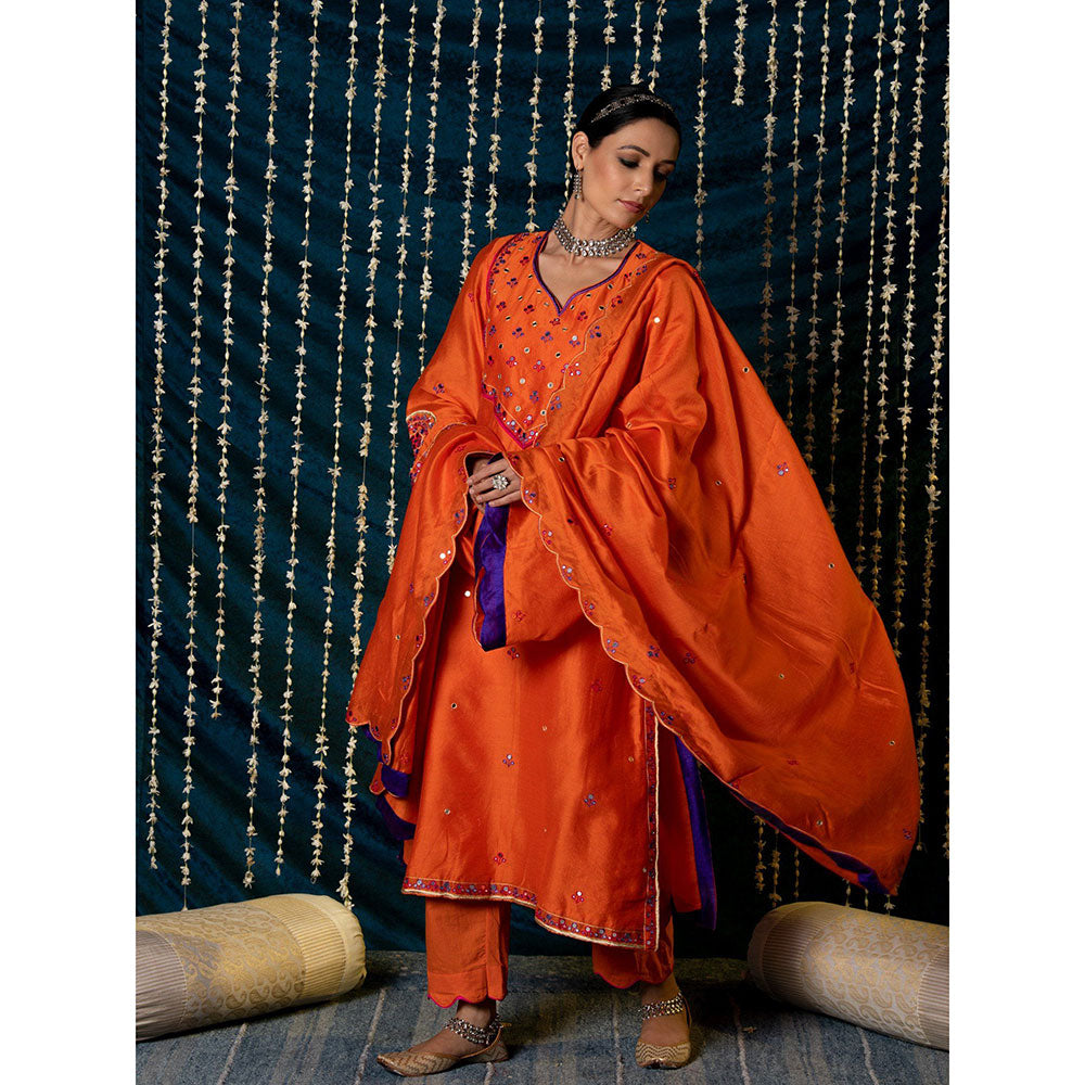 Maison Shefali Hunar Narangi Kurta (Set of 3)