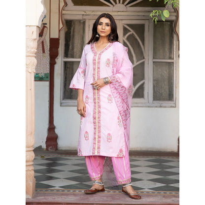 Maison Shefali Chaand Sahar Gulabi Kurta Salwar With Dupatta (Set of 3)