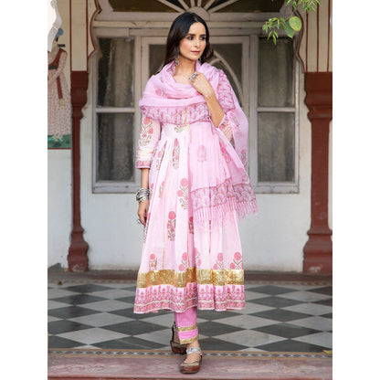 Maison Shefali Chaand Tahira Gulaabi Anarkali Pant And Dupatta (Set of 3)