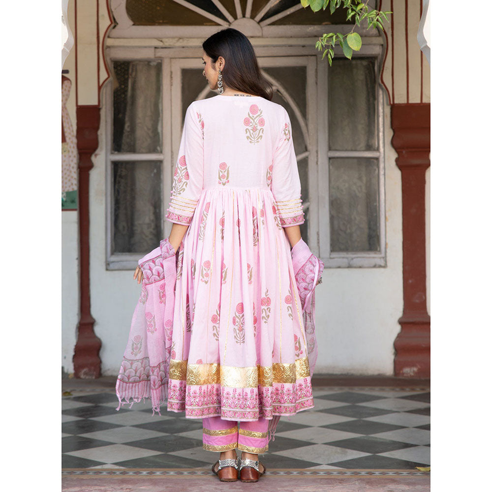 Maison Shefali Chaand Tahira Gulaabi Anarkali Pant And Dupatta (Set of 3)