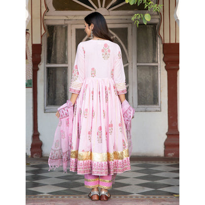 Maison Shefali Chaand Tahira Gulaabi Anarkali Pant And Dupatta (Set of 3)
