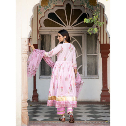 Maison Shefali Chaand Tahira Gulaabi Anarkali Pant And Dupatta (Set of 3)