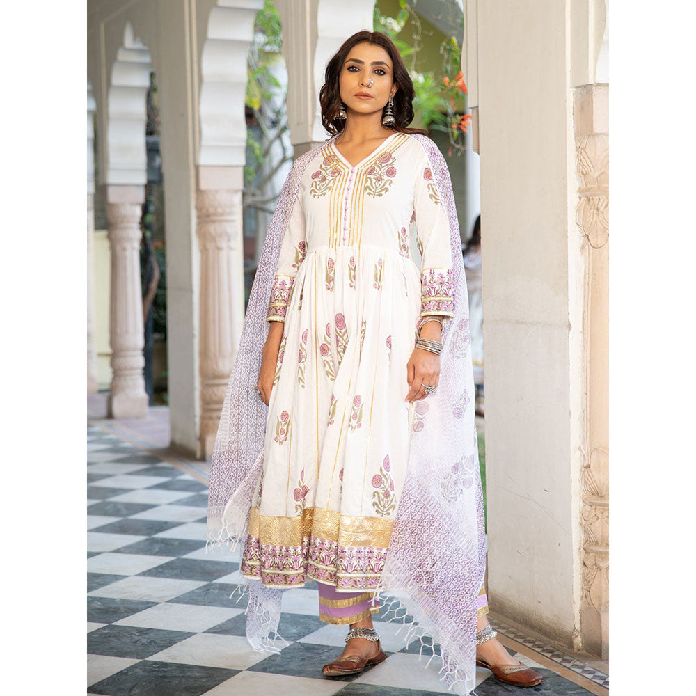 Maison Shefali Chaand Tahira Firoza Anarkali Pant And Dupatta (Set of 3)