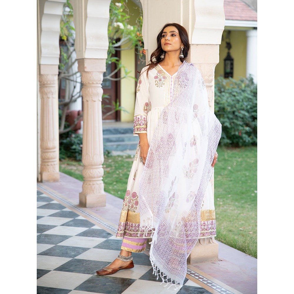 Maison Shefali Chaand Tahira Firoza Anarkali Pant And Dupatta (Set of 3)