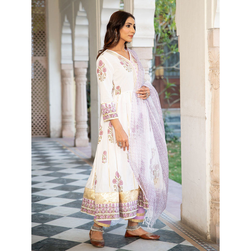 Maison Shefali Chaand Tahira Firoza Anarkali Pant And Dupatta (Set of 3)