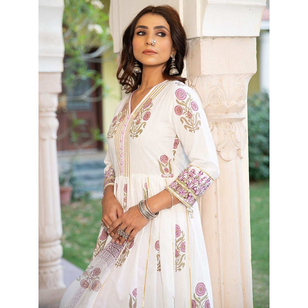Maison Shefali Chaand Tahira Firoza Anarkali Pant And Dupatta (Set of 3)