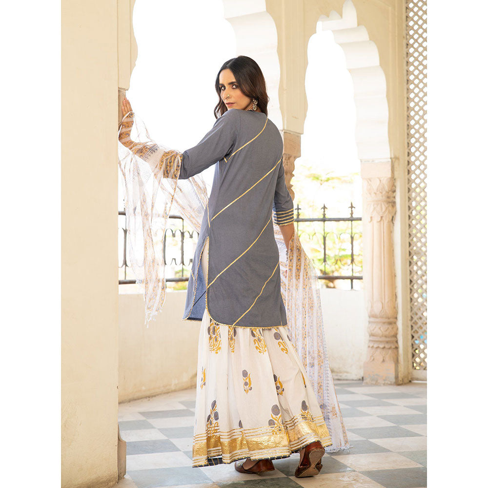 Maison Shefali Chaand Sharanya Neel Sharara (Set of 3)