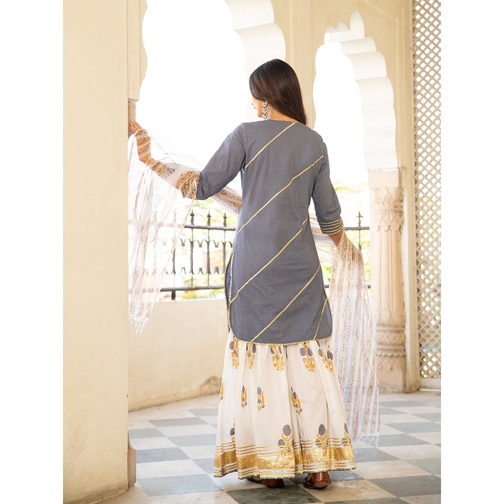 Maison Shefali Chaand Sharanya Neel Sharara (Set of 3)