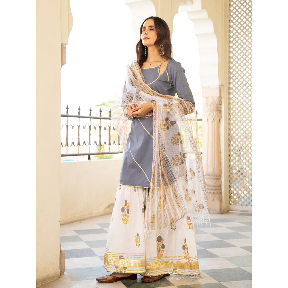 Maison Shefali Chaand Sharanya Neel Sharara (Set of 3)