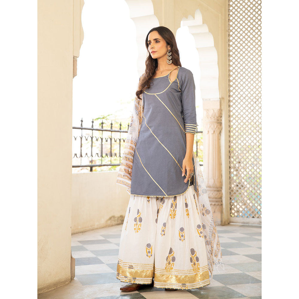 Maison Shefali Chaand Sharanya Neel Sharara (Set of 3)