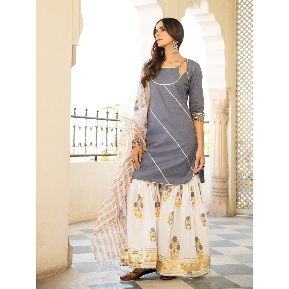 Maison Shefali Chaand Sharanya Neel Sharara (Set of 3)