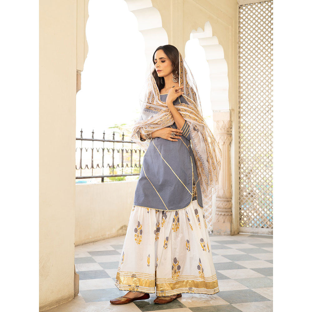 Maison Shefali Chaand Sharanya Neel Sharara (Set of 3)