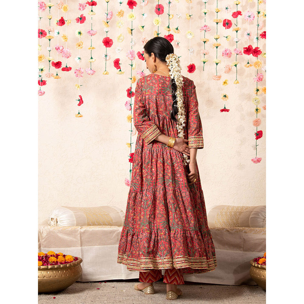 Maison Shefali Sitara Mughal Baagh Kurta Peach (Set of 2)