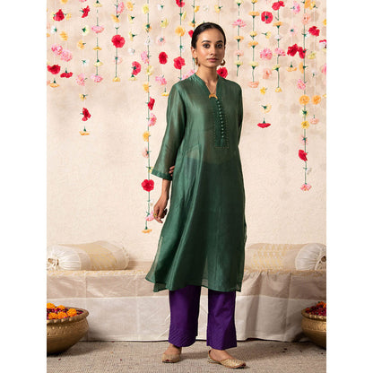 Maison Shefali Sitara Classic Kurta Emerald (Set of 2)
