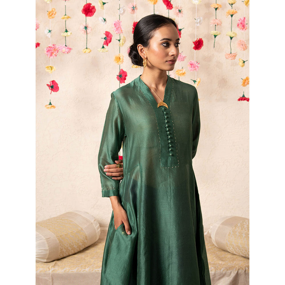 Maison Shefali Sitara Classic Kurta Emerald (Set of 2)