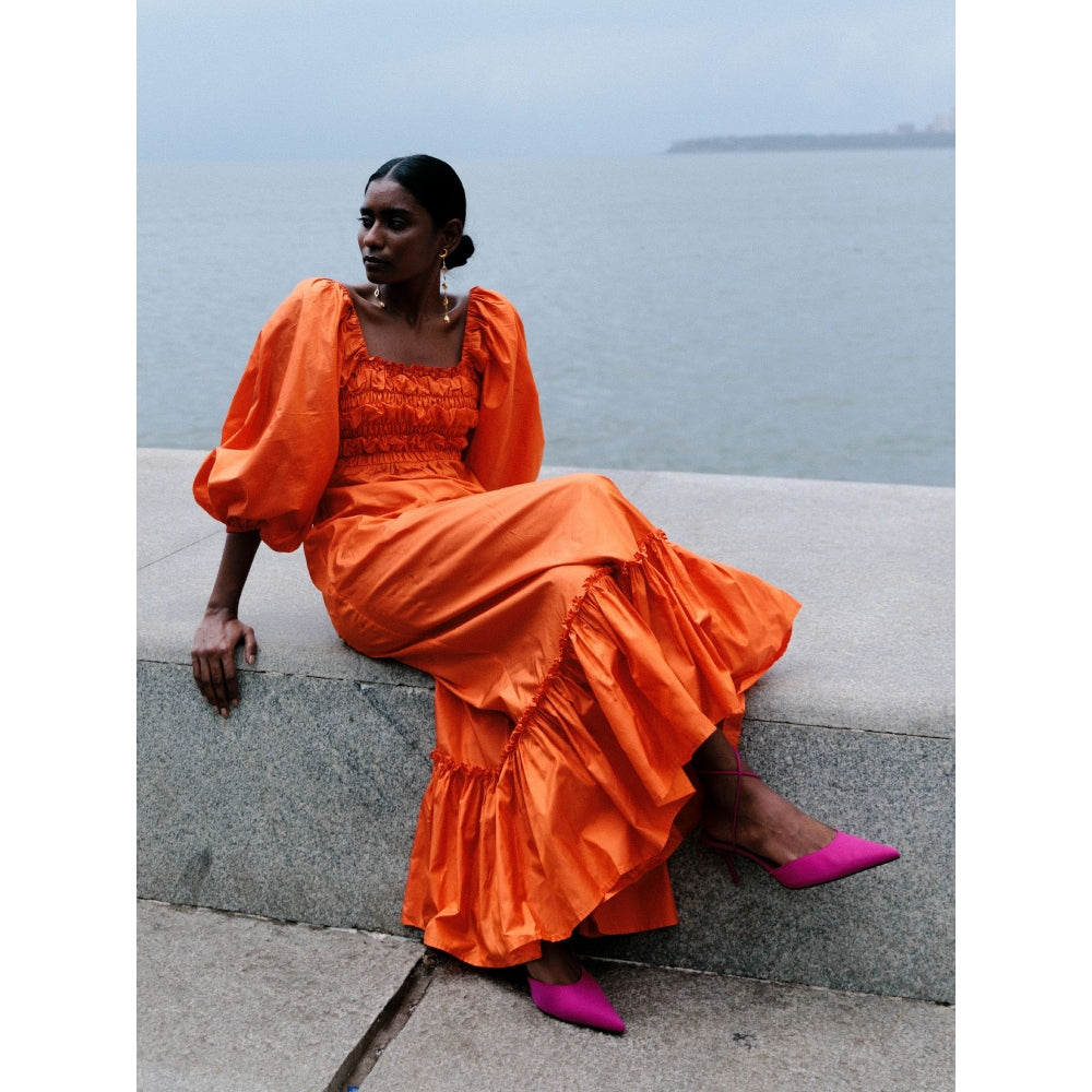 MALIE Vibrant Orange Regina Dress