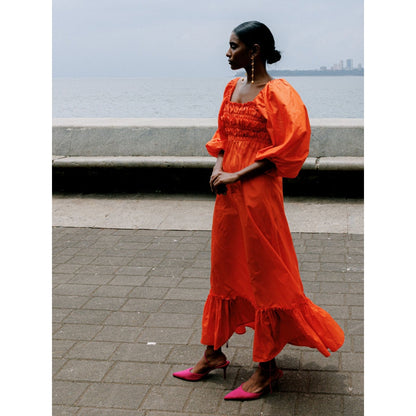 MALIE Vibrant Orange Regina Dress