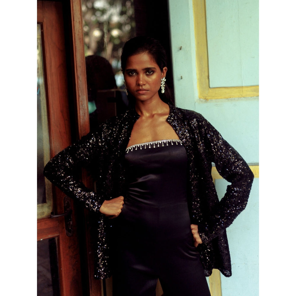 MALIE Black Sequin Fever Shirt