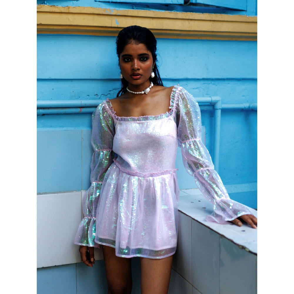 MALIE Holographic Sequin Aura Dress