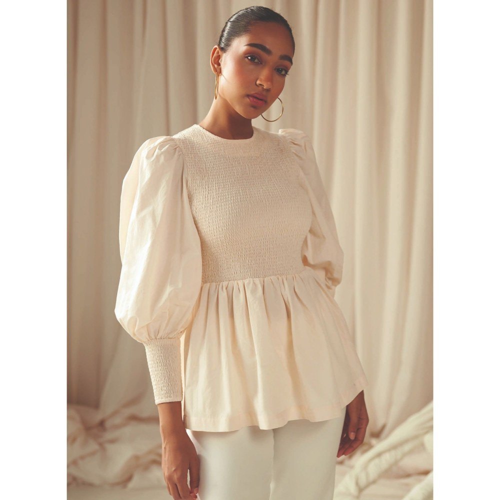 MALIE Peplum Cream Leya Top