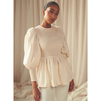 MALIE Peplum Cream Leya Top