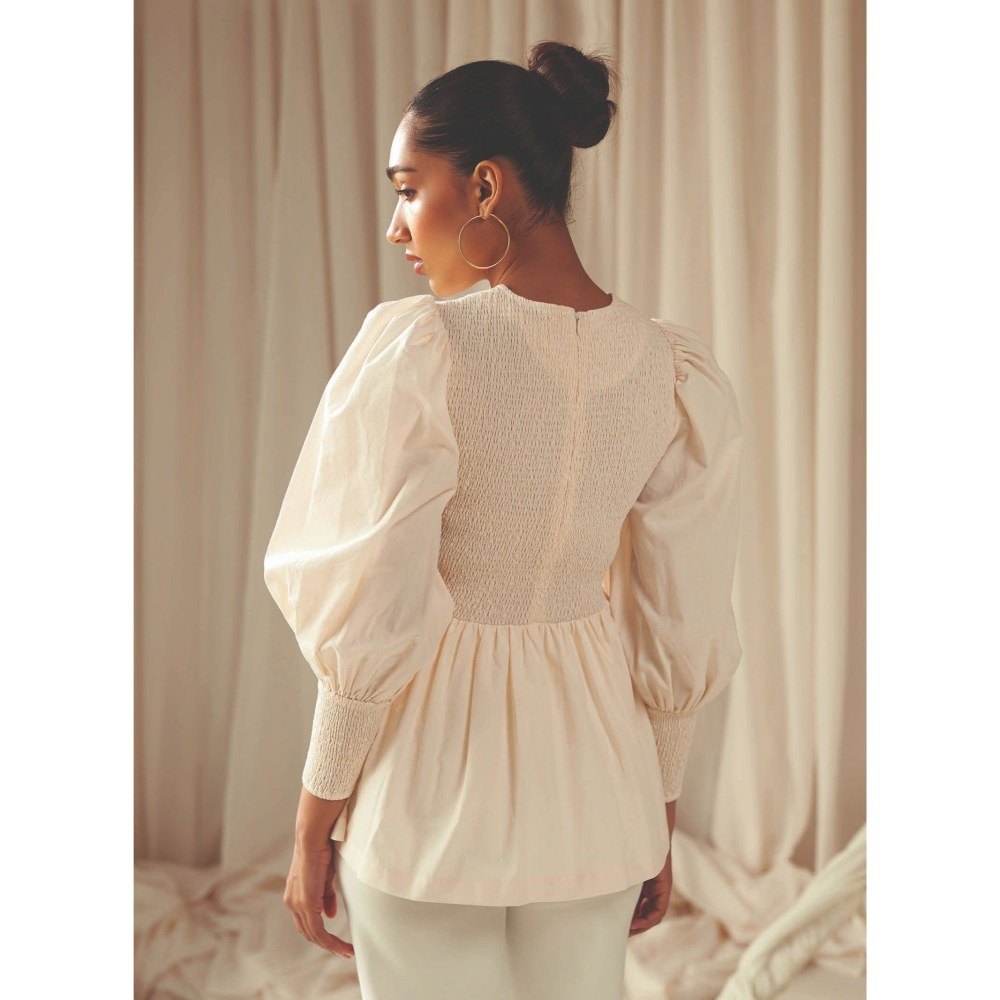 MALIE Peplum Cream Leya Top