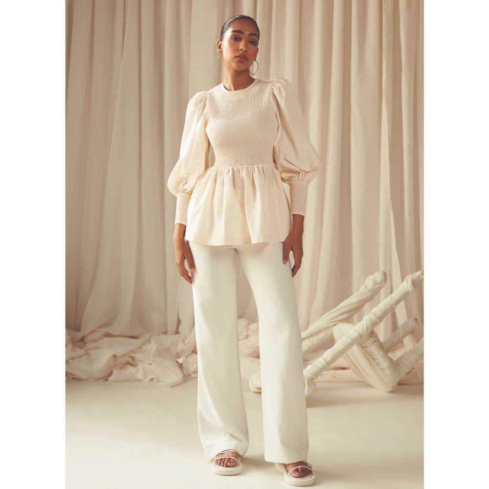 MALIE Peplum Cream Leya Top